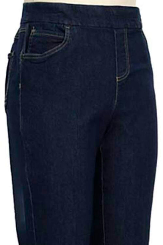Pull on petite denim capri with 2 front and 2 back pockets