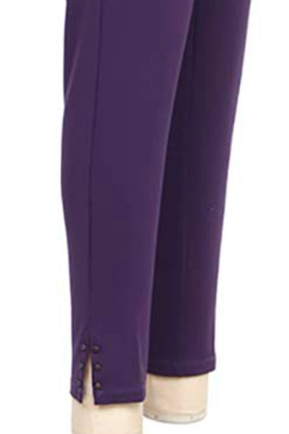 Pull on ponte ankle pant with slit hem detail - black only