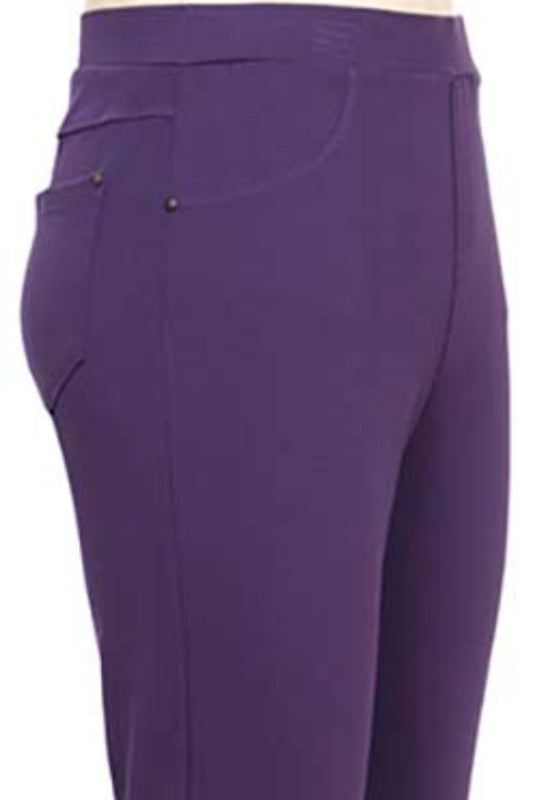 Pull on ponte ankle pant with slit hem detail - black only