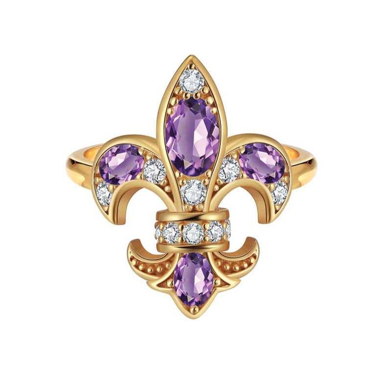 Saints  Fleur De Lis Amethyst Diamond Ring