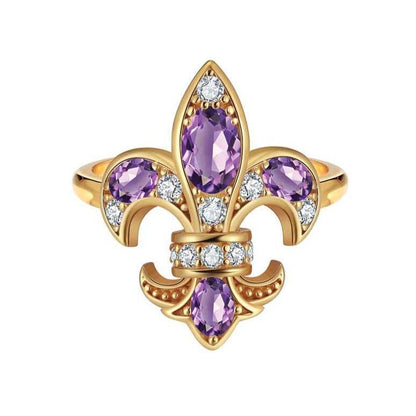 Saints  Fleur De Lis Amethyst Diamond Ring