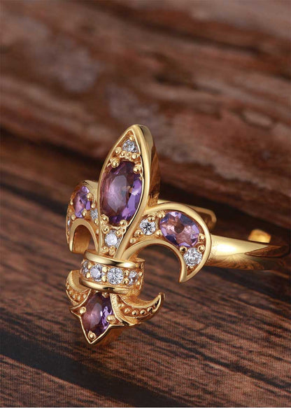 Saints  Fleur De Lis Amethyst Diamond Ring