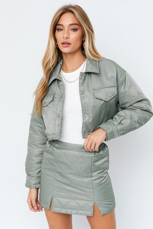 Quilt Slit Mini Skirt