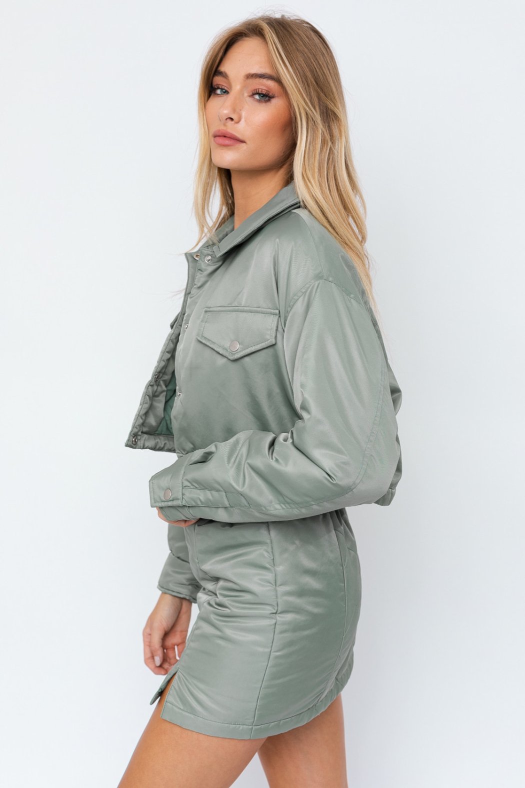 Quilt Slit Mini Skirt