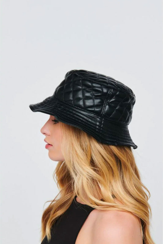 Quilted Vegan Leather Bucket Hat
