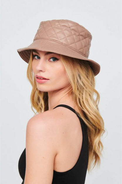 Quilted Vegan Leather Bucket Hat