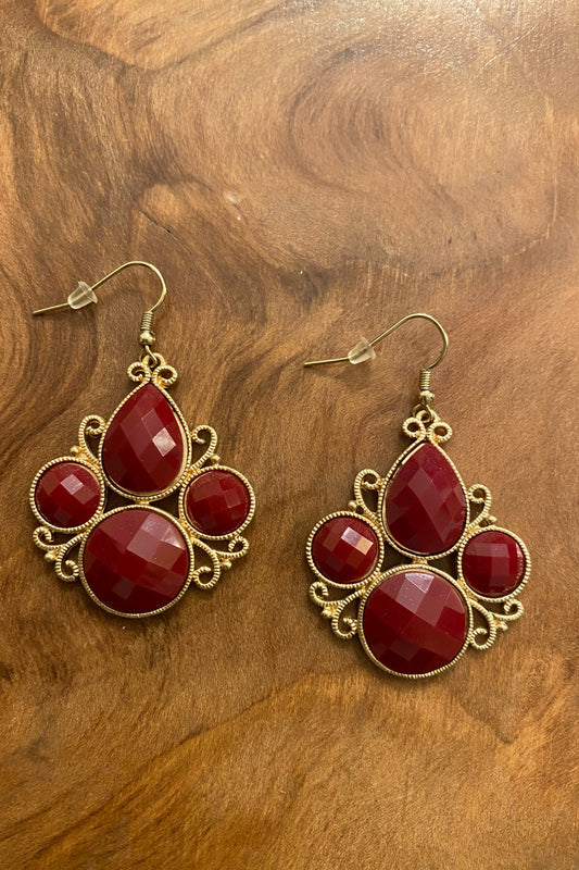 Red and Gold Dangle Earrings