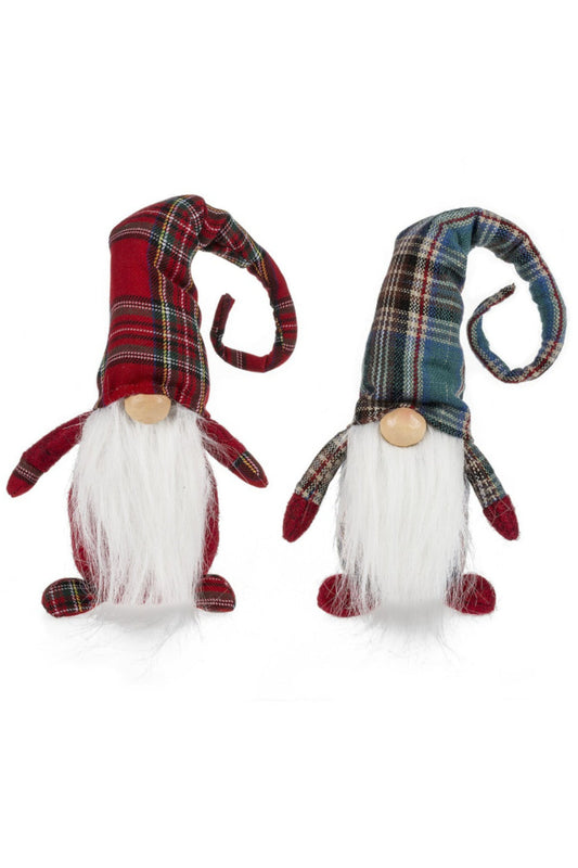 Red and Green Plaid Hats Gnome Figurines