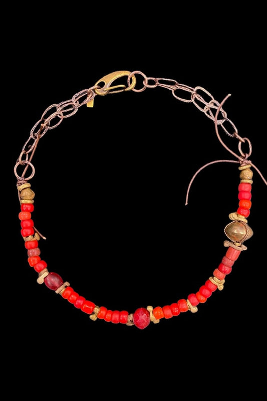 Red Glass African Beads