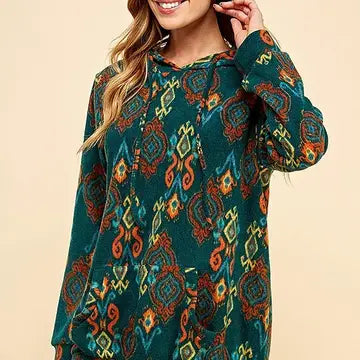 Plus Size Simple Retro Print Soft Hoodie