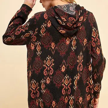 Women Simple Retro Print Soft Hoodie