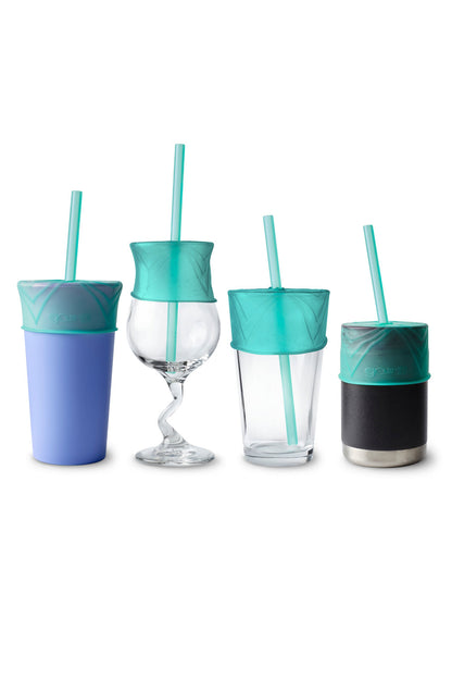 Reusable Universal Silicone Lid and Straw in Tin