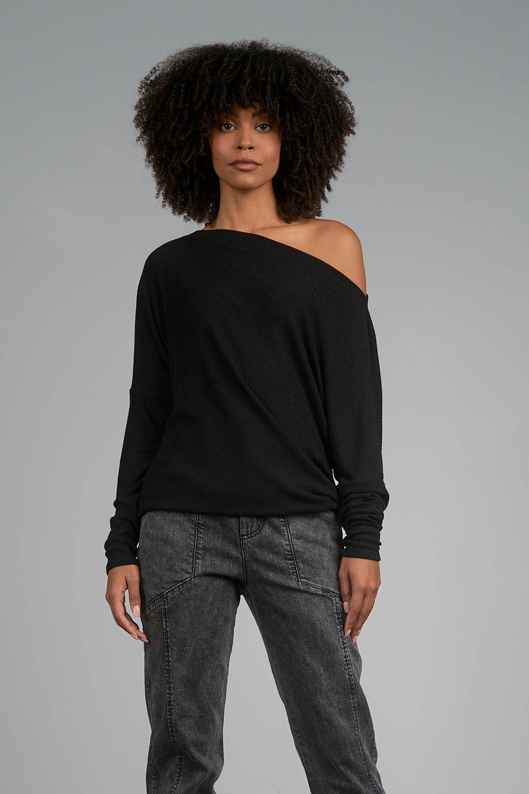 Rib Knit Boat Neck