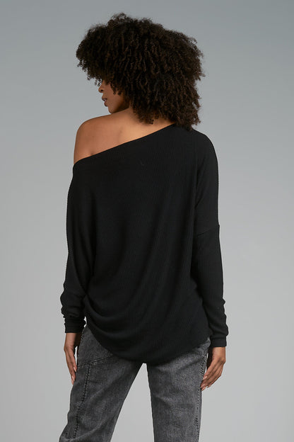 Rib Knit Boat Neck