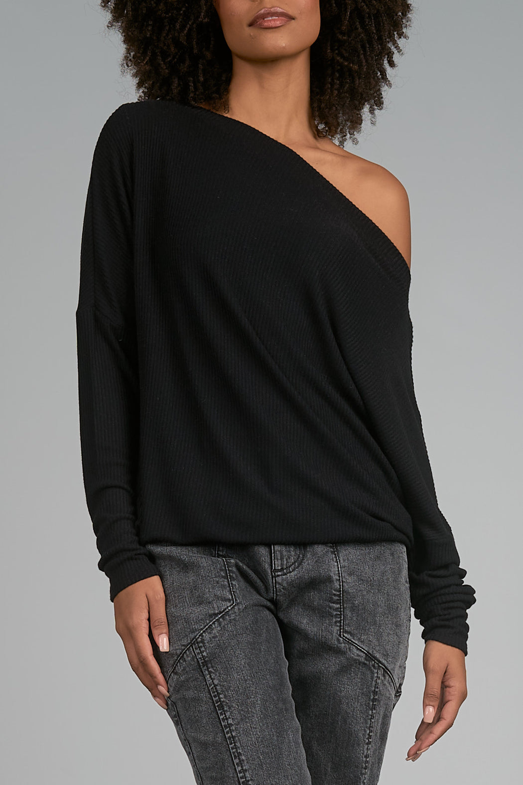 Rib Knit Boat Neck