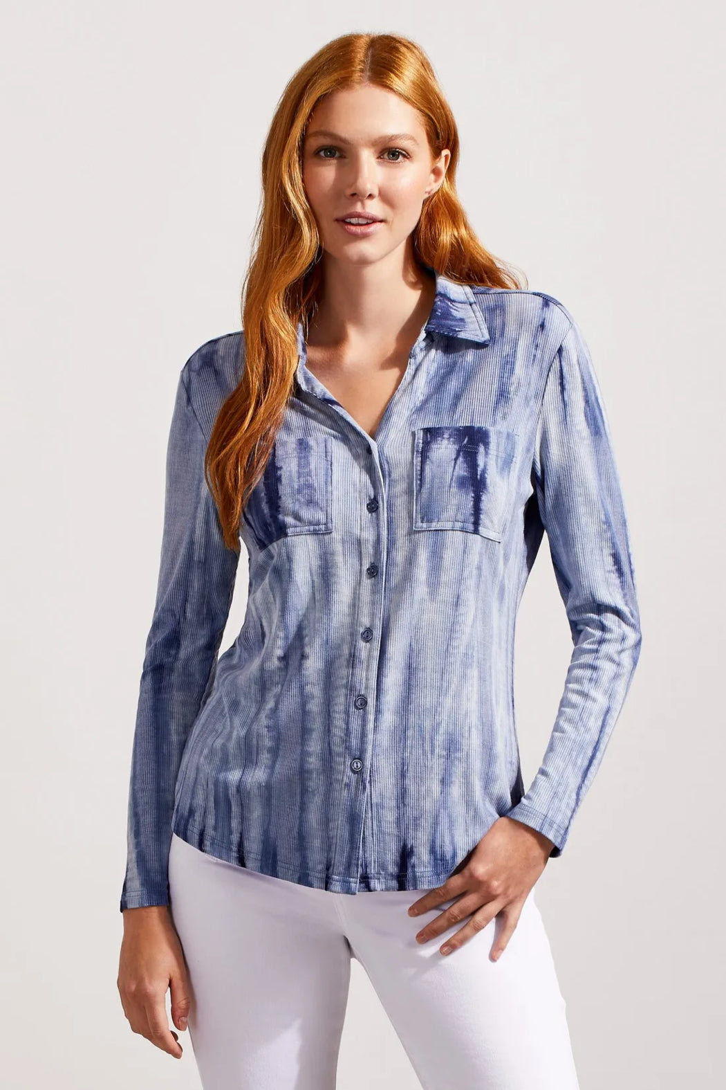 RIB KNIT BUTTON-UP TOP