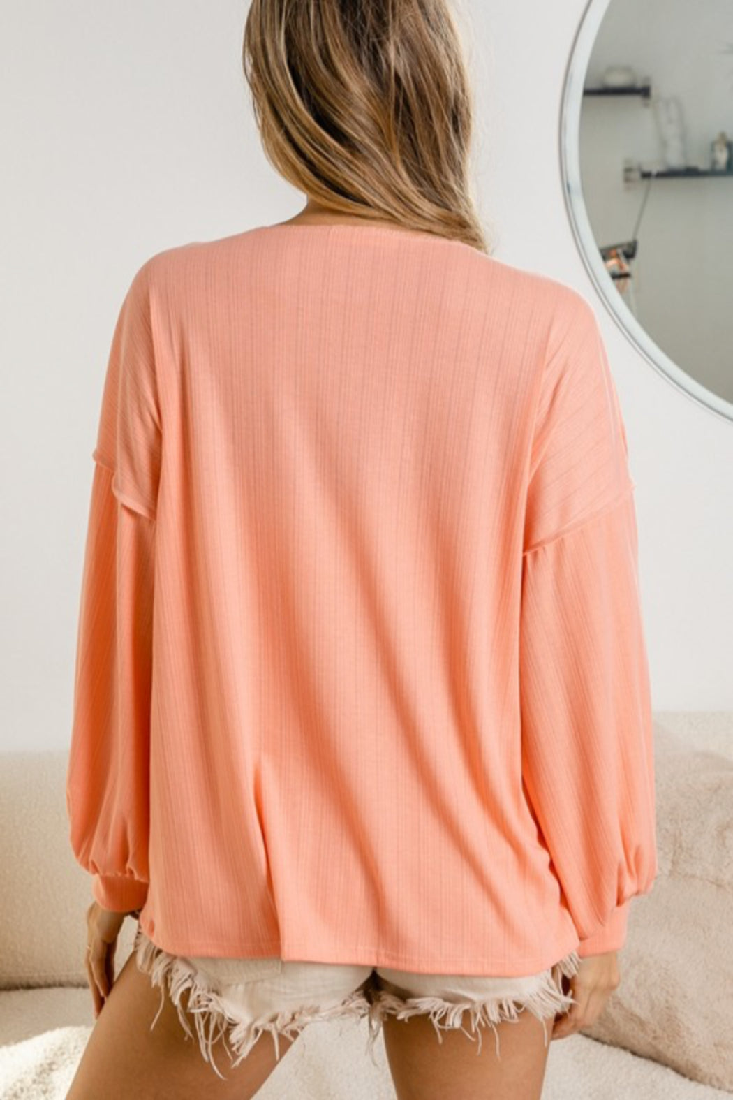 Ribbed Front Pocket Top
