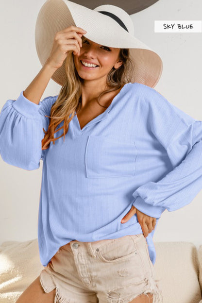 Ribbed Front Pocket Top