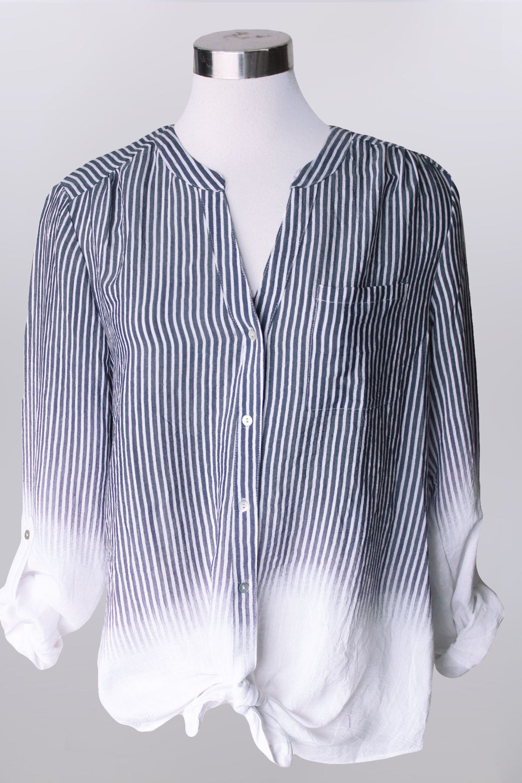 Roll tab 3/4 sleeve front tie top