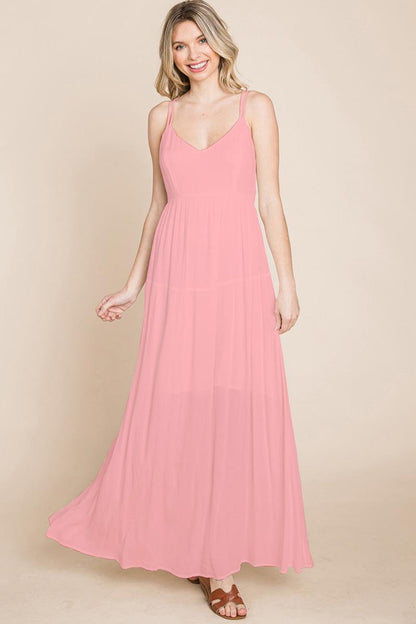 Beach Maxi Bridesmaid Dress With Criss Cross Back