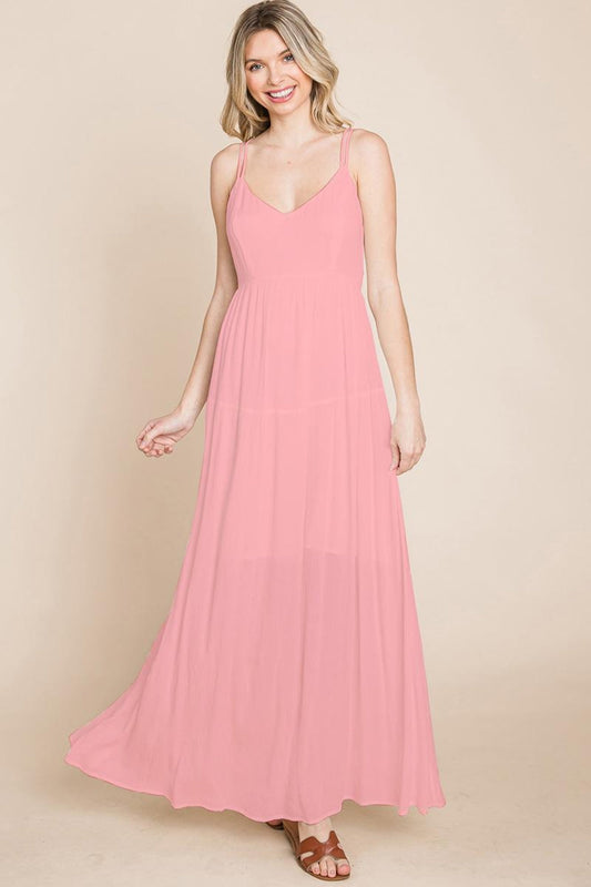 Beach Maxi Bridesmaid Dress With Criss Cross Back