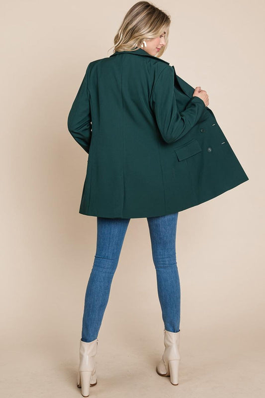 Collar Long Double Breasted Blazer Jacket