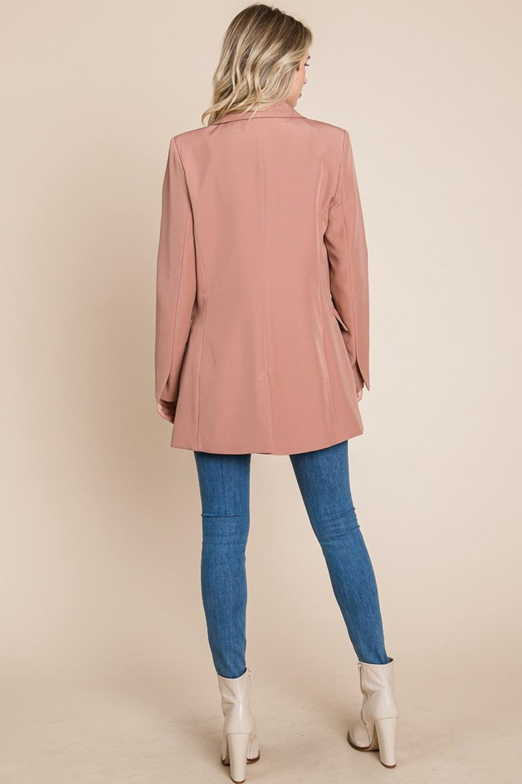 Collar Long Double Breasted Blazer Jacket
