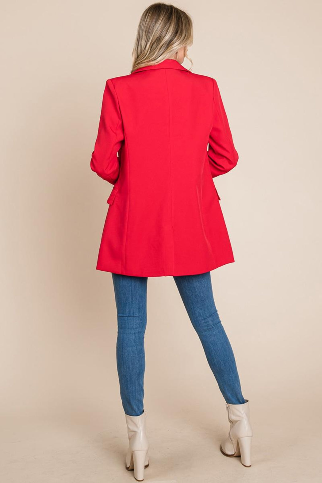 Collar Long Double Breasted Blazer Jacket