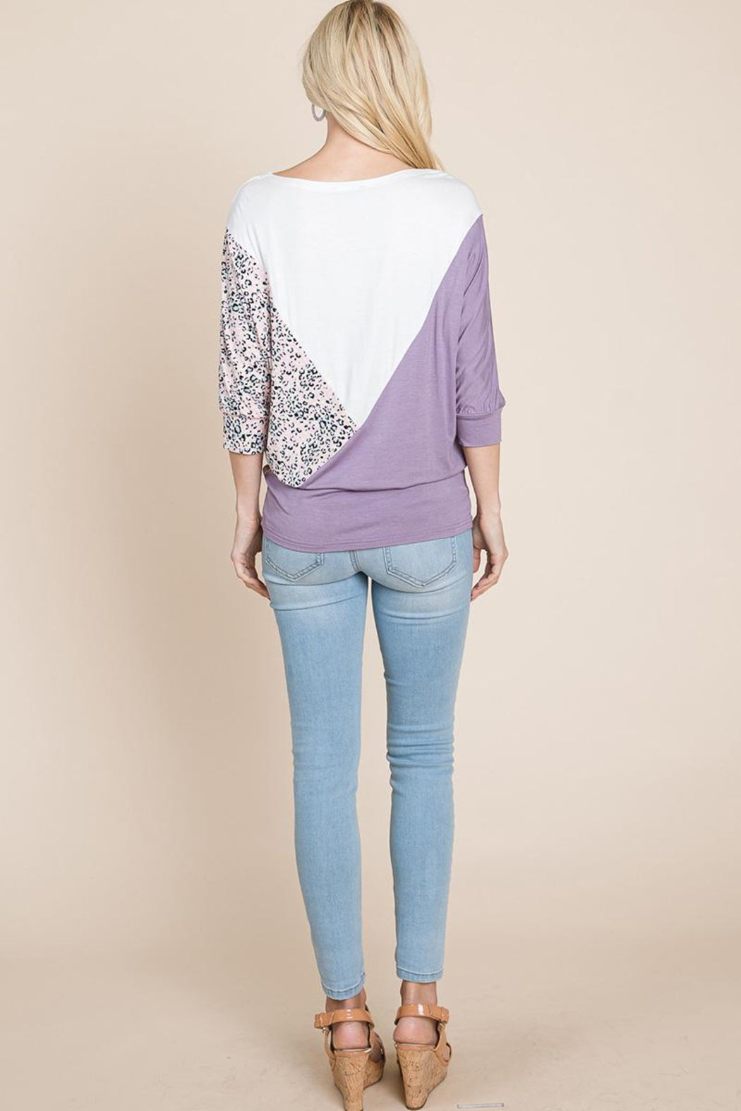 Color Block Knitted Dolman Sleeve Sweatshirts Top
