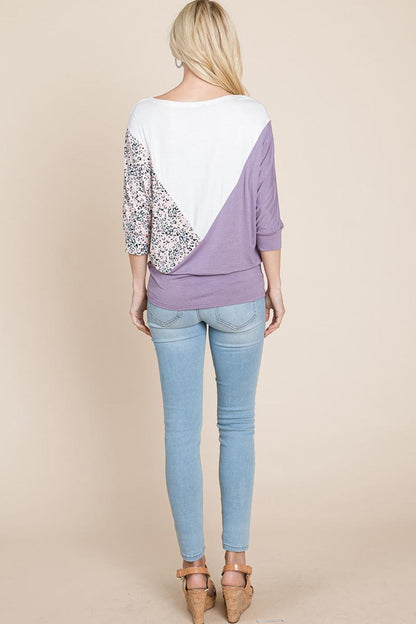 Color Block Knitted Dolman Sleeve Sweatshirts Top