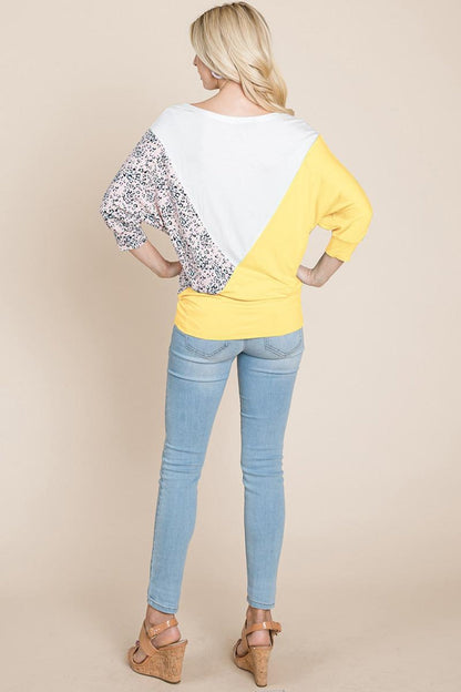 Color Block Knitted Dolman Sleeve Sweatshirts Top