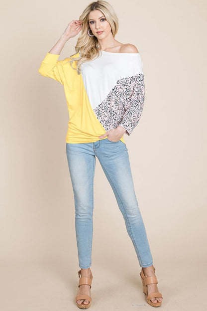 Color Block Knitted Dolman Sleeve Sweatshirts Top