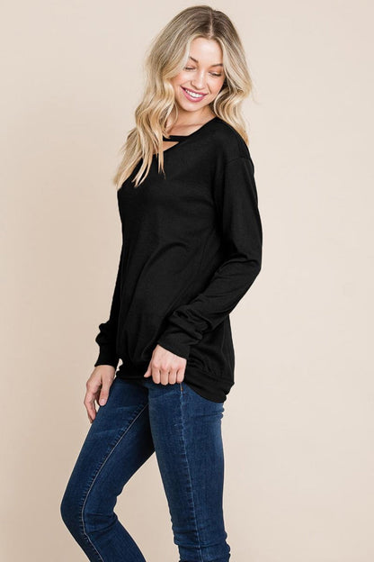 Cut Out Knit Sweatshirts Tops