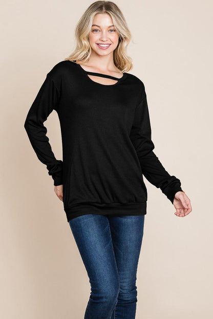 Cut Out Knit Sweatshirts Tops