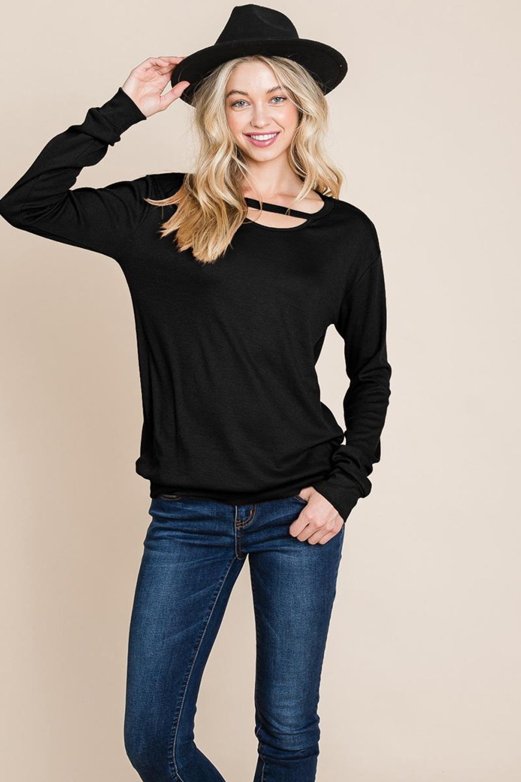 Cut Out Knit Sweatshirts Tops