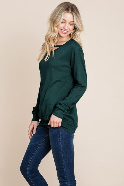 Cut Out Knit Sweatshirts Tops