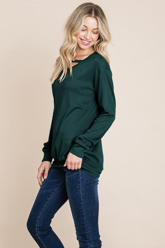 Cut Out Knit Sweatshirts Tops