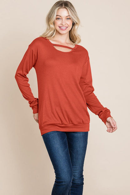 Cut Out Knit Sweatshirts Tops