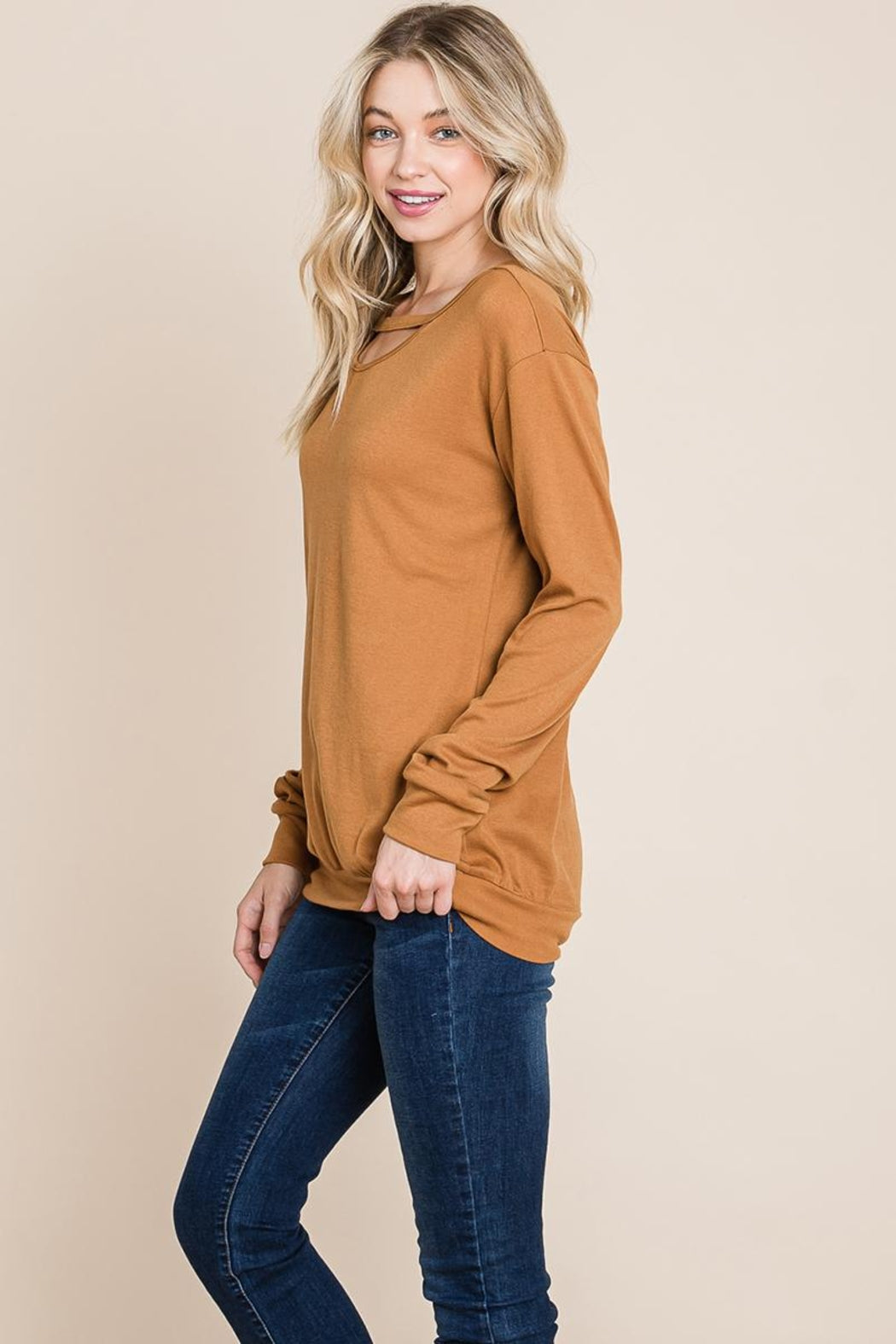 Cut Out Knit Sweatshirts Tops