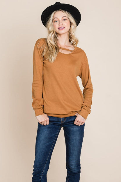 Cut Out Knit Sweatshirts Tops