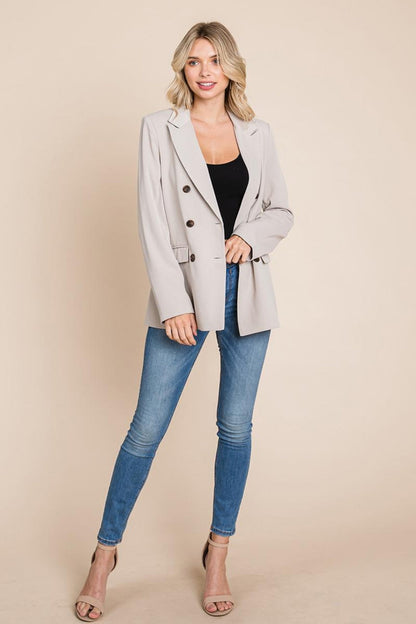 Double Breasted Lapel Collar Jacket Blazer