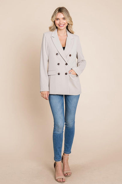 Double Breasted Lapel Collar Jacket Blazer
