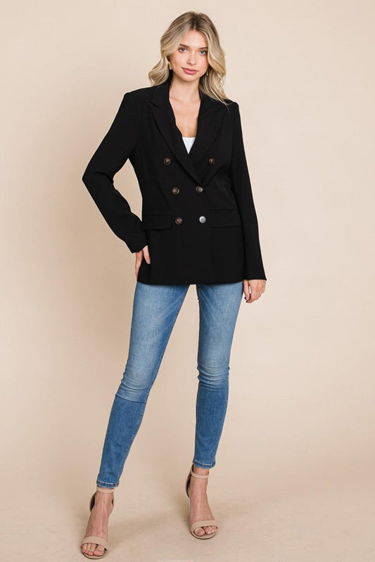 Double Breasted Lapel Collar Jacket Blazer