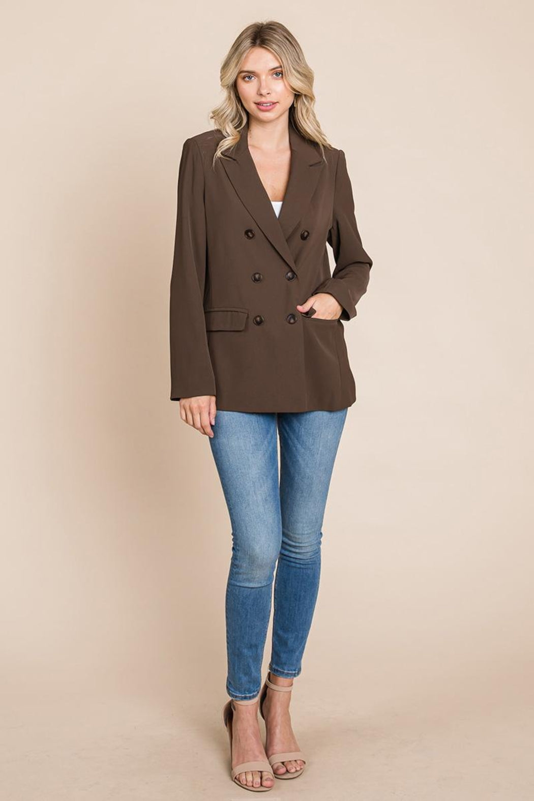 Double Breasted Lapel Collar Jacket Blazer