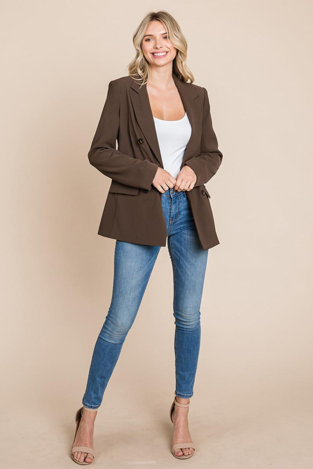 Double Breasted Lapel Collar Jacket Blazer