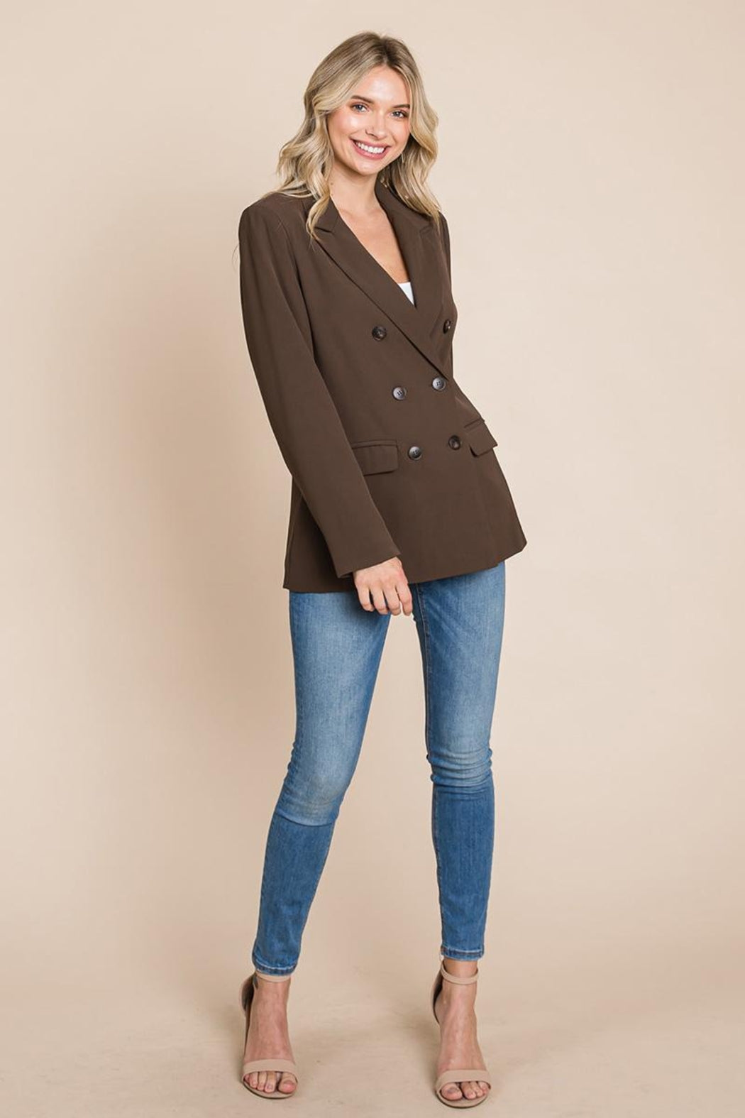 Double Breasted Lapel Collar Jacket Blazer