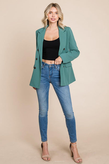 Double Breasted Lapel Collar Jacket Blazer