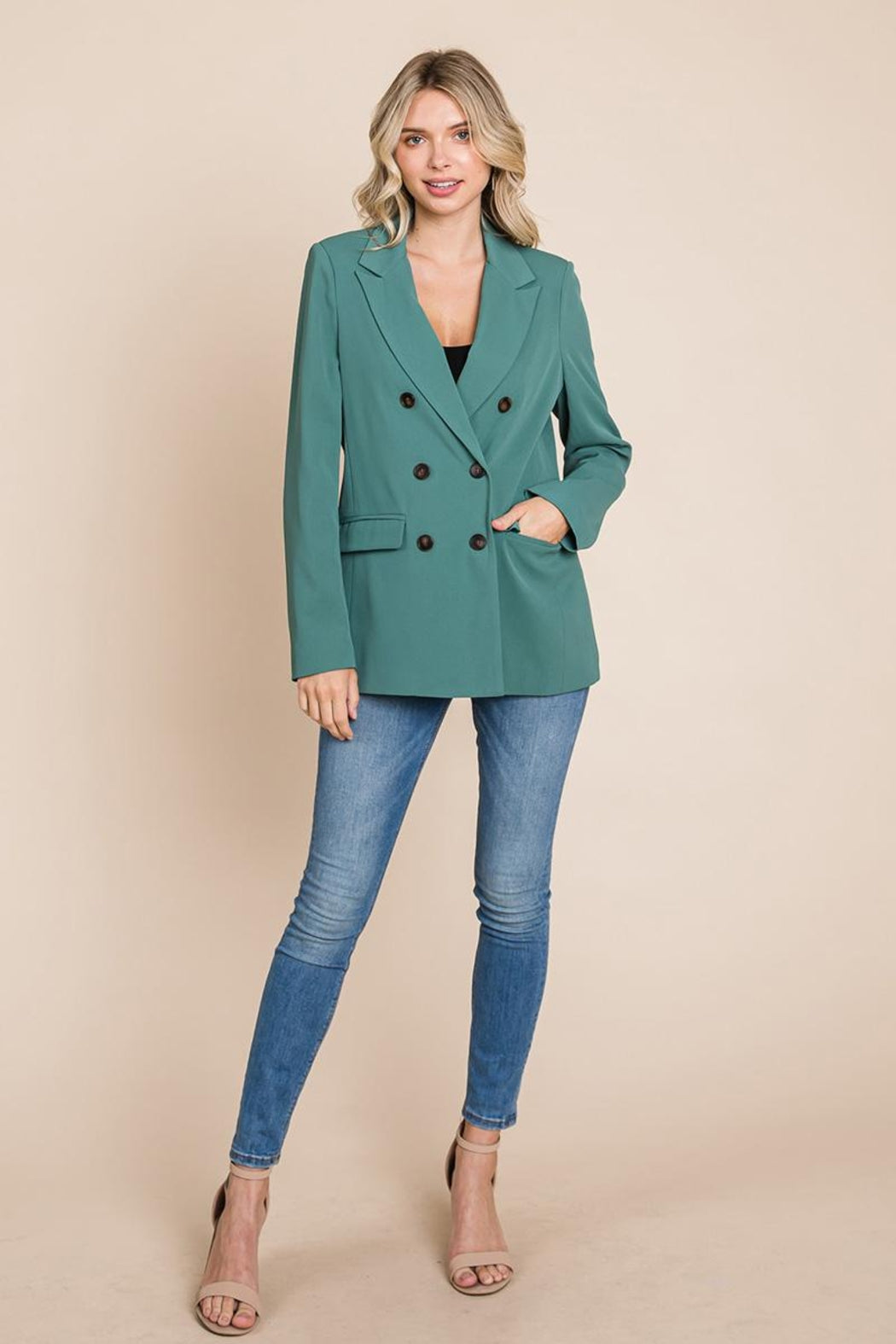 Double Breasted Lapel Collar Jacket Blazer