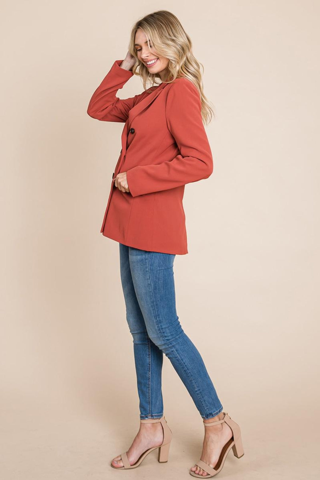 Double Breasted Lapel Collar Jacket Blazer
