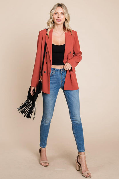 Double Breasted Lapel Collar Jacket Blazer